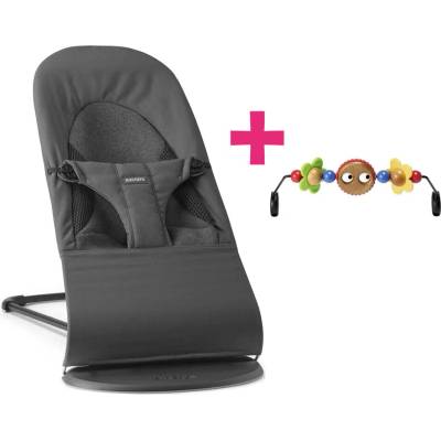 BABY BJÖRN Lehátko Balance SOFT TRI-FABRIC Jersey s hračkou Googly Eyes Dark grey