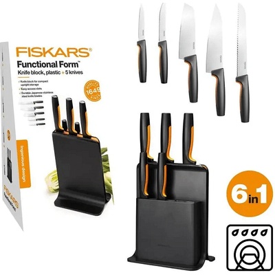 Fiskars Комплект ножове Functional Form New с поставка, 5 броя (FS 1057554)
