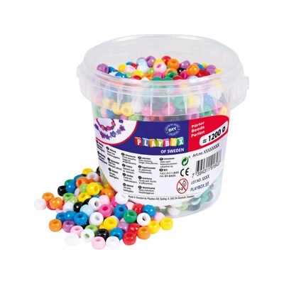 Korálky plastové v kbelíčku mix barev, 1200 ks – Zboží Mobilmania