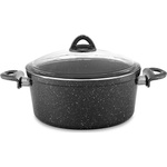 Haschever HR-GRANITE ROSY-Тенджера дълбока със стъклен капак Ø24xh11cm ЧЕРНА (ETTCKK0424016) (0189372)