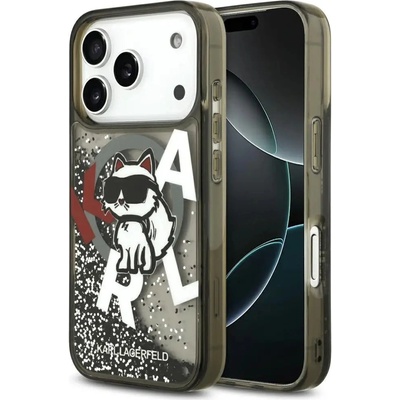 KARL LAGERFELD Liquid Glitter Choupette Logo MagSafe Case за iPhone 17 Pro - черен (3666339504854)