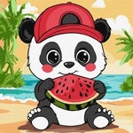 Ideyka Painting by numbers for kids 25x25cm KHO1251 Summer Panda with watermelon AP0064