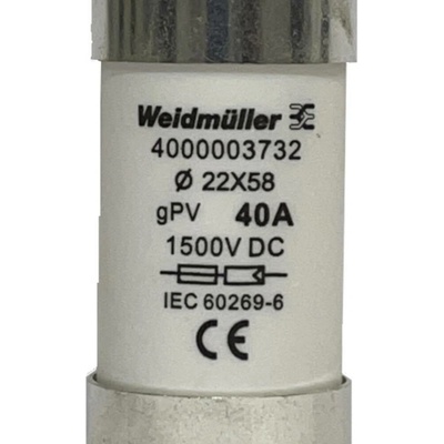 vložka válcové pojistky (Ø x d) 22 mm x 58 mm 30 A 1500 V/DC Weidmüller FUSE WSFL 22X58 30A 1K5V GPV 10 ks