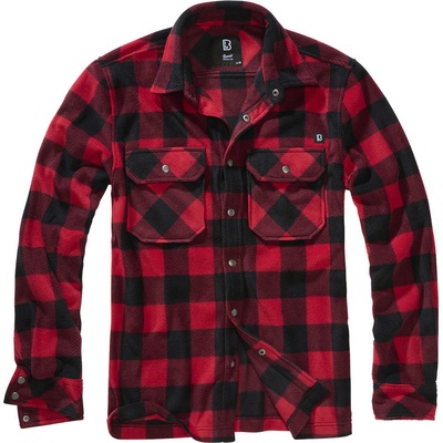 Brandit košele Jeff Fleece shirt long sleeve červená-čierna