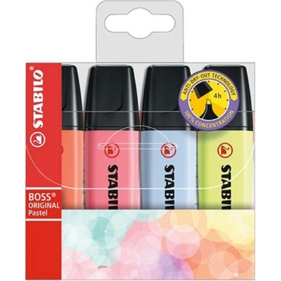 Stabilo Boss Original Pastel 70/4-3 4 ks sada korálově červená třešňová obláčkově modrá limetková