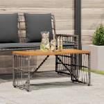 vidaXL Маса за открито Сив 80 x 40 x 40 cm Стомана и полиратан (42025147)