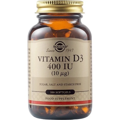 Solgar Vitamin D3, 400 IU, 100 меки капсули, Solgar