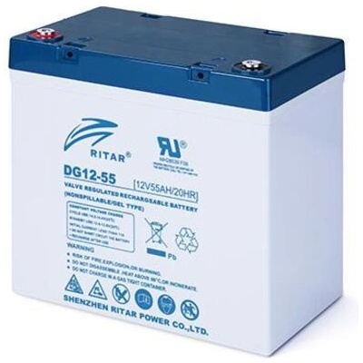 Ritar Оловна гелова батерия RITAR (DG12-55), 12V, 55Ah, 229 / 138 /211 mm F15/M6 / F11/M6, За соларни системи (RITAR-DG12-55)