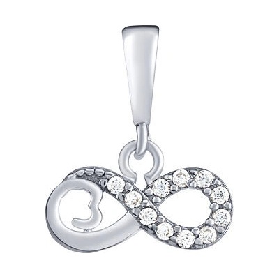 SILVEGO Prívesok infinity so srdiečkom Cher z bieleho zlata s Brilliance Zirconia PRGPNP0005PGW