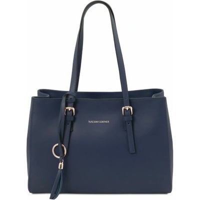Tuscany Leather kožená shopper taška TL Bag Tmavomodrá