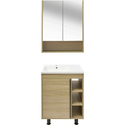 Naturel Koupelnová sestava s umyvadlem a zrcadlovou skříňkou Naturel Lucca 59x70x45 cm dub mat LUCCASET60D LUCCASET60D