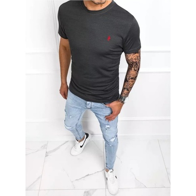 Tričko s výšivkou na hrudi Antracitové