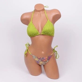 Image 1 of Дамски бански в зелено и цветни мотиви - чашка b