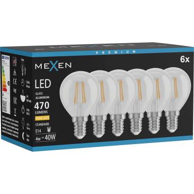 Mexen Vintis 6x крушка нажежаема LED E14, G45, 4W, Топла - 2700K, 470 lm, прозрачна (L156-E14-0427-00x06)