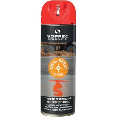 SOPPEC Značkovací sprej IDEAL fluorescentný červený 500ml trvanlivosť 12 mesiacov