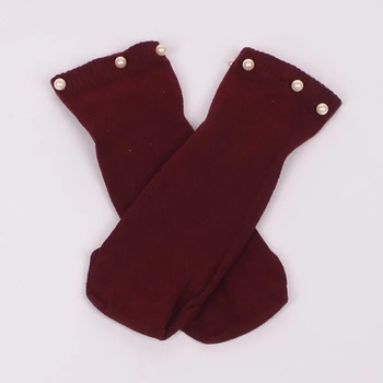 Image 1 of Ефектни къси чорапи в цвят бордо, декорирани с перли