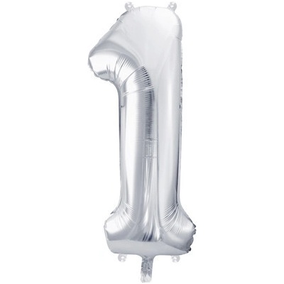 PARTYDECO Foliová číslice- 1 stříbrná 86 cm 553757