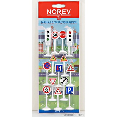 Norev Accessories Segnali Stradali + Semaforo Rosso E Verde Traffic Signs Cm. 5.5 Green And Red Traffic-lights Cm. 6.8 Bílá 1:43