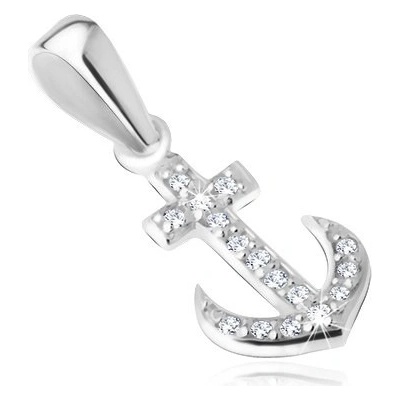 Šperky eshop Čirá zirkonová kotva přívěsek ze stříbra 925 S50.21