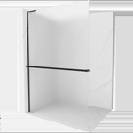 Mexen Kioto+ L душ стена с рафт Walk-in 90 x 200 cm, матирана, черна - 800-090-123-70-30 (800-090-123-70-30)