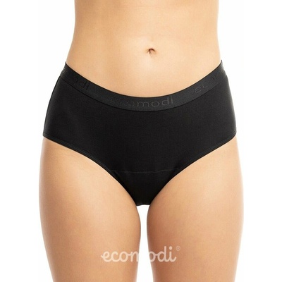Ecomodi menstruační kalhotky černé z bambusu vysoký pas Sací třída Extra silná + nepropustná taštička