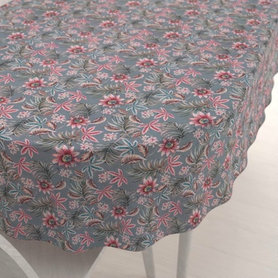 Biante oválný ubrus PML-043 Tropické květy na šedém 140x220 cm – Zboží Mobilmania