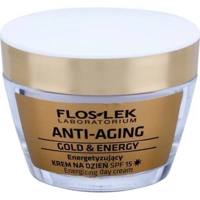 FlosLek Laboratorium Anti-Aging Gold & Energy energizujúci denný krém SPF 15 (Restores Elasticity, Brightens the Skin) 50 ml