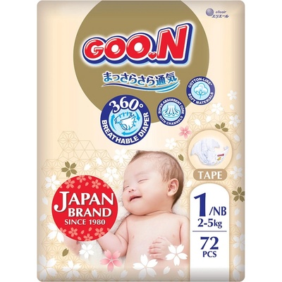 GOO. N Бебешки пелени Goo. N Premium Soft - Размер 1, NB, 2-5 kg, 72 броя (F1010101-168)