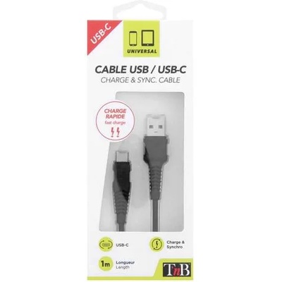 T'nB Кабел USB type C/USB A, 1 m, черен (TCUSB01BK)