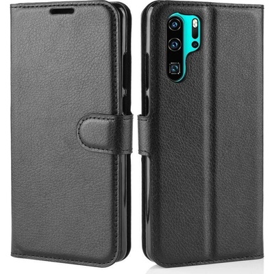Litchi peněženkové pouzdro na Huawei P30 Pro - černé – Sleviste.cz