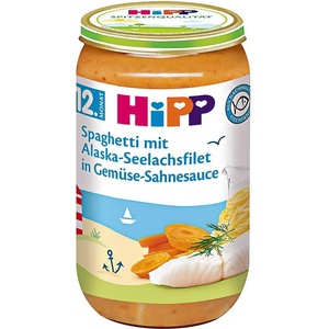 Hipp Био пюре Hipp - Спагети, морска треска и зеленчуци, 250 g (6825) - baby