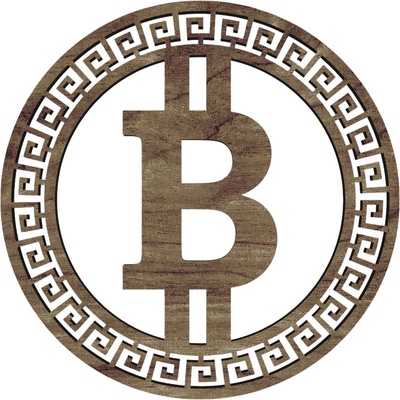 DREVENÝ BITCOIN OBRAZ - 30cm, Walnut