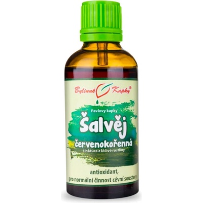 Bylinné kapky Šalvia červenokorenná Dan Shen bylinné kvapky tinktúra 50 ml