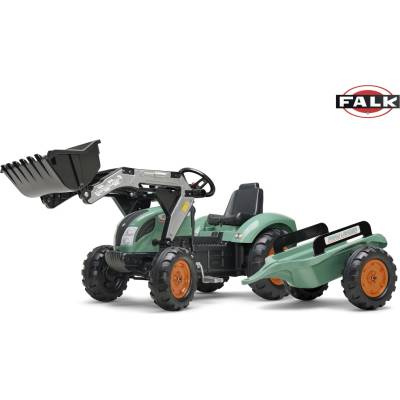 FALK Šlapací traktor Super Loader s nakladačem a vlečkou zelený