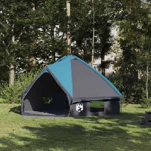 vidaXL Тент тип Teepee за 8 души 8 души Синьо и сиво (42004069) Палатка