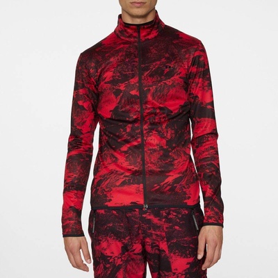 J.Lindeberg Eddie Print Mid Layer Mountain Glitch Red