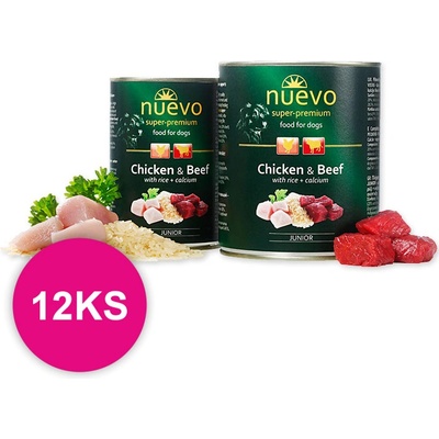 Nuevo Dog Junior Chicken & Beef 12 x 800 g