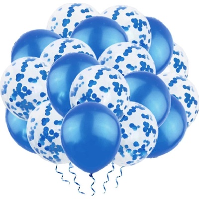 PartyPal Sada modrých balonků s konfetami