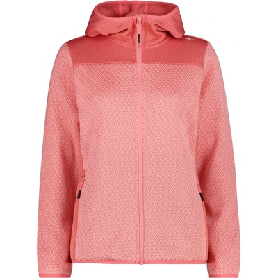 CMP Дамско поларено яке CMP Women's Jacquard Knit Jacket Fix Hood Fleece jacket - Coral / Bianco - размер 36 (EU) (105-7197-0312)