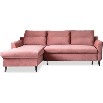 Miuform Розов кадифен ъглов разтегателен диван, ляв ъгъл Stylish Stan - Miuform (Stylish Stan LCBKL-2QR OTT17)