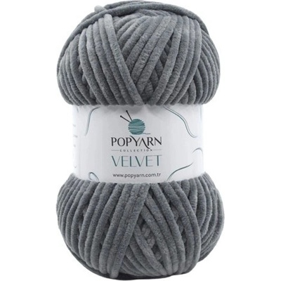 POPYARN Pletací příze Velvet B010 - šedá