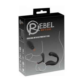 Rebellion Rebel RC Prostate Plug & Dual Support Ring Set, Silicone, Black