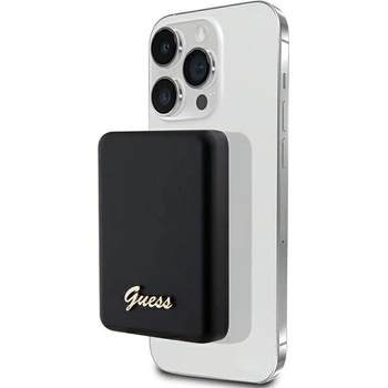GUESS Guess MagSafe Metal Script Logo 15W 5000mAh външна батерия с безжично зареждане, черен