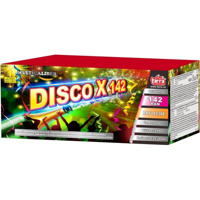 Ohňostroj Baterie výmetlic DISCO X 142 ran 2 1 multikalibr Čína BAT14230E