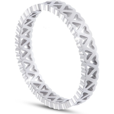 Biju Dámský prsten z chirurgické oceli s průřezy ve tvaru srdíček 4000383