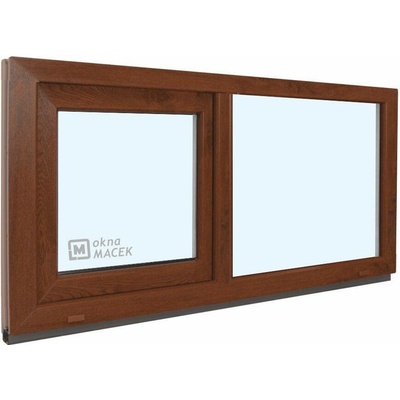 KÖMMERLING Plastové okno - 70 AD, 1800x900 mm, FIX/OS, ořech ornamentální (kůra čirá), ořech/bílá
