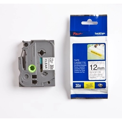 páska BROTHER TZS131 čierne písmo, transparentná páska extra lepivá ADHESIVE Tape (12mm) (TZES131)