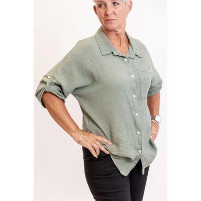 Italy fashion Mušelínová košile MAXI Khaki