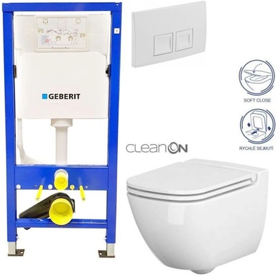 Geberit Duofix tlačítko DELTA50 bílé WC CERSANIT CASPIA CLEANON + SEDÁTKO 458.103.00.1 50BI CP1