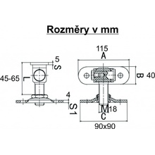 Radecco Nastav. pant s plotnou a plátem M16/M18 S maticí: M18 - nosnost 350 kg